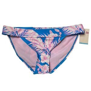 So Banded Hipster Swimsuit Bottoms Floral Print Blue Pink Size‎ Large